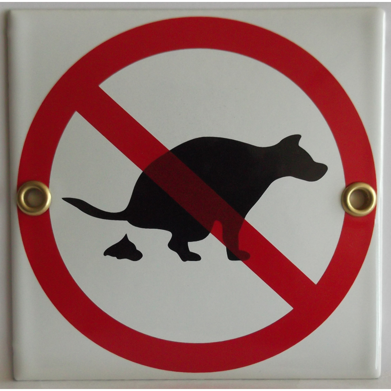 Emaille verbodsbod pictogram 'verboden huisdieren uit te laten'